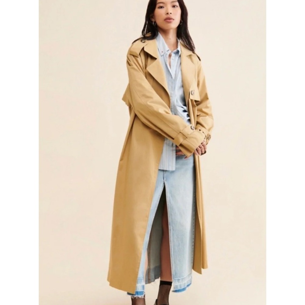 Favorite Daughter The Charles Trench Coat Small Oversized Classic MISSING BELT - Picture 2 of 13